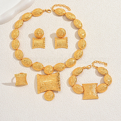 Elegant Middle Eastern Alloy Rectangle & Oval & Round Bracelets & Earrings & Necklaces & Rings Sets for Weddings&nbsp;JA7273