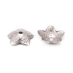 Tarnish Resistant 5-Petal 304 Stainless Steel Flower Bead Caps&nbsp;STAS-E083-03P