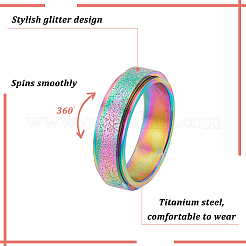 6Pcs 6 Colors Textured Stainless Steel Rotating Finger Rings Set&nbsp;RJEW-AN0001-08