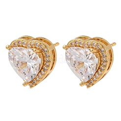 Brass Micro Pave Cubic Zirconia Stud Earrings for Women&nbsp;EJEW-F418-06G
