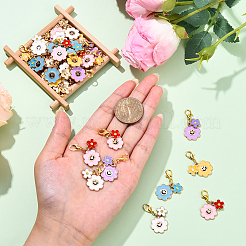 40Pcs 5 Colors Alloy Enamel Pendant Decorations&nbsp;HJEW-YW00159