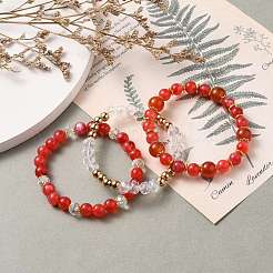 Multi-layered Stretch Beaded Bracelets Sets&nbsp;BJEW-JB05755-01