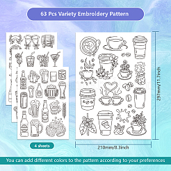 4 Sheets 11.6x8.2 Inch Stick and Stitch Embroidery Patterns&nbsp;DIY-WH0455-066