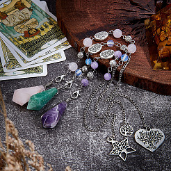 Cone Natural Rose Quartz & Amethyst & Yellow Jade Dowsing Pendulums&nbsp;PALLOY-MA00008