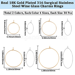 240Pcs 8 Styles 316 Surgical Stainless Steel Wine Glass Charms Rings&nbsp;STAS-BBC0009-38