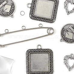 DIY Square Alloy Commemorative Photo Pendants Making Kits&nbsp;DIY-FS0009-22