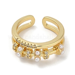 Rack Plating Brass Micro Pave Cubic Zirconia Cuff Finger Ring&nbsp;RJEW-C114-01G