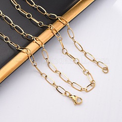 304 Stainless Steel Oval Link Chain Necklaces&nbsp;NJEW-Q013-09G