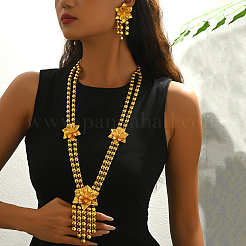 Luxury Alloy Floral Tassel Long Necklace & Earrings Set for Women&nbsp;KK0022