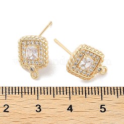 Brass Micro Pave Cubic Zirconia Stud Earring Findings&nbsp;KK-E107-21G