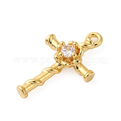 Brass Micro Pave Clear Cubic Zirconia Charms&nbsp;KK-V016-22F-G
