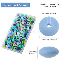 160Pcs 16 Colors Rondelle Food Grade Eco-Friendly Silicone Abacus Beads&nbsp;SIL-CA0003-17