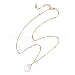 Baroque Natural Keshi Pearl Teardrop Pendant 304 Stainless Steel Cable Chain Necklaces for Women&nbsp;NJEW-JN05961