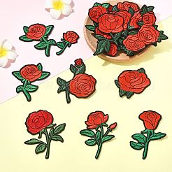 22Pcs Rose Flower Polyester Computerized Embroidery Cloth Iron on Sew on Patches&nbsp;PATC-CJZ0001-01