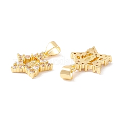 Rack Plating Brass Micro Pave Clear Cubic Zirconia Pendants&nbsp;ZIRC-I057-24G