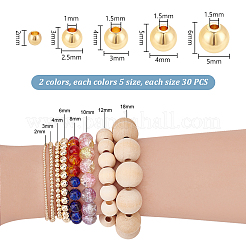 300Pcs 2 Colors 5 Sizes Rack Plating Brass Beads&nbsp;KK-PH0006-43