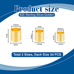90Pcs 3 Styles 925 Sterling Silver Tube Beads&nbsp;FIND-PH0028-57G