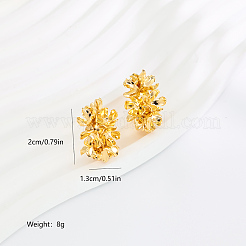 Brass C-Shaped with Flower Stud Earrings&nbsp;IF6641-2