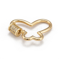 Brass Micro Pave Cubic Zirconia Screw Carabiner Lock Charms&nbsp;KK-I657-15G