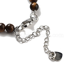 Natural Tiger Eye Round & Synthetic Non-magnetic Hematite & White Shell Beaded Bracelets for Women&nbsp;BJEW-K251-02G