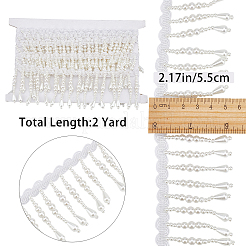 Polyester & Imitation Pearl Beaded Tassel Ribbon&nbsp;OCOR-XCP0002-82