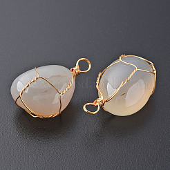 Natural Dendritic Agate Pendants&nbsp;G-N332-50-14