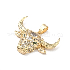 Brass Micro Pave Cubic Zirconia Pendants&nbsp;KK-P350-21A-G
