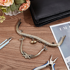 Iron Flower Kiss Lock Purse Frame Handle&nbsp;AJEW-WH20004-33A