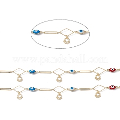 Enamel Horse Eye & Oval & Rhombus Link Chains&nbsp;CHC-C003-27G-03