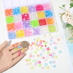 880Pcs 24 Colors Transparent Acrylic Beads&nbsp;MACR-PA0001-41