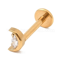 F136 Titanium Pave Clear Cubic Zirconia Moon Internally Threaded Labrets&nbsp;ME-CBA9828-01G