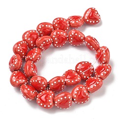 Heart Pattern Handmade Porcelain Enamel Beads&nbsp;PORC-G016-03J