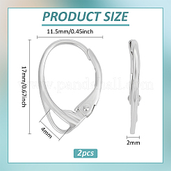 2Pcs 925 Sterling Silver Leverback Earring Findings&nbsp;STER-BC0003-08P