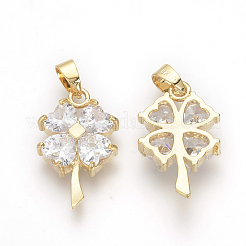 Brass Cubic Zirconia Pendants&nbsp;X-KK-R015-112G