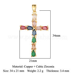 Brass Micro Pave Colorful Cubic Zirconia Pendants&nbsp;ZIRC-OY005-01G