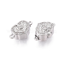 Brass Micro Pave Clear Cubic Zirconia Box Clasps&nbsp;KK-Q074-07P