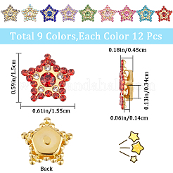 108Pcs 9 Colors Star Sew on Rhinestone&nbsp;OACR-GF0001-13