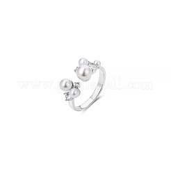 Alloy Crystal Rhinestone and Imitation Pearl Cuff Rings&nbsp;FS-WG84A9F-01