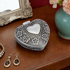 Vintage Flower Heart Alloy Jewelry Storage Boxes for Trinkets&nbsp;CON-WH0095-243