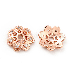 Brass Micro Pave Clear Cubic Zirconia Bead Caps&nbsp;KK-G425-05A