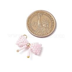 Glass Seed Beaded Bowknot Pendants&nbsp;PALLOY-MZ00564-02