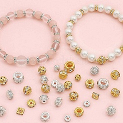 100Pcs 4 Styles Alloy with Rhienstone Beads&nbsp;RB-AR0003-15