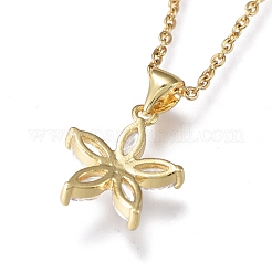 Brass Micro Pave Clear Cubic Zirconia Pendant Necklaces&nbsp;NJEW-R256-11