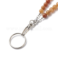 Natural Wood Beaded ID Card Neck Strap Card Holder&nbsp;HJEW-JM00784