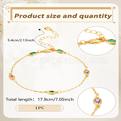 1Pc Brass Rhinestone Teardrop Link Bracelets&nbsp;BJEW-LP0015-20