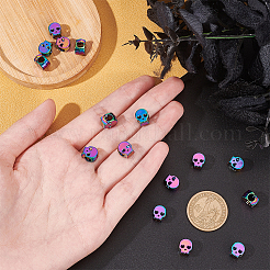 30Pcs Rack Plating Rainbow Color Alloy European Beads&nbsp;PALLOY-NB0003-87