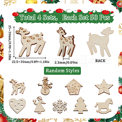 4 Sets Unfinished Wood Cutouts Ornaments&nbsp;WOOD-SC0001-91B