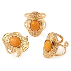 Oval Natural Agate Finger Rings&nbsp;RJEW-Z057-14G-05