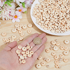700Pcs 3 Styles Unfinished Wood Rondelle Beads&nbsp;WOOD-PA0001-50