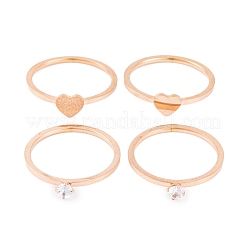 Heart 304 Stainless Steel Finger Ring Set for Women&nbsp;RJEW-C086-30-RG